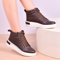 Bota Feminina Cano Curto C/Cadarço Café - Bota - Levit Calçados