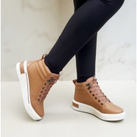 Bota Feminina Cano Curto C/Cadarço Nude - Bota - Levit Calçados