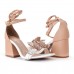      Sandália Feminina Salto Bloco Borboleta Nude/Branco - Sandália - Levit Calçados