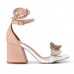      Sandália Feminina Salto Bloco Borboleta Nude/Branco - Sandália - Levit Calçados