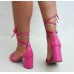      Sandália Feminina Salto Bloco De Amarrar Frente Trançada Pink - PRONTA ENTREGA - Levit Calçados