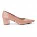 Sapato Scarpin Feminino Sobressalto Salto Quadrado Verniz Nude - Sapato - Levit Calçados