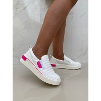 Tênis Iate Feminino C/Zíper Branco C/ Pink - Iate - Levit Calçados