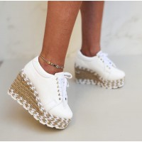 Tênis Plataforma Feminino Branco/Branco Sintético - Tênis. - Levit Calçados