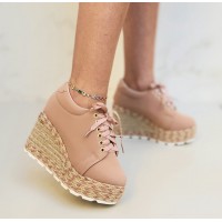 Tênis Plataforma Feminino Nude/Nude Nobuck